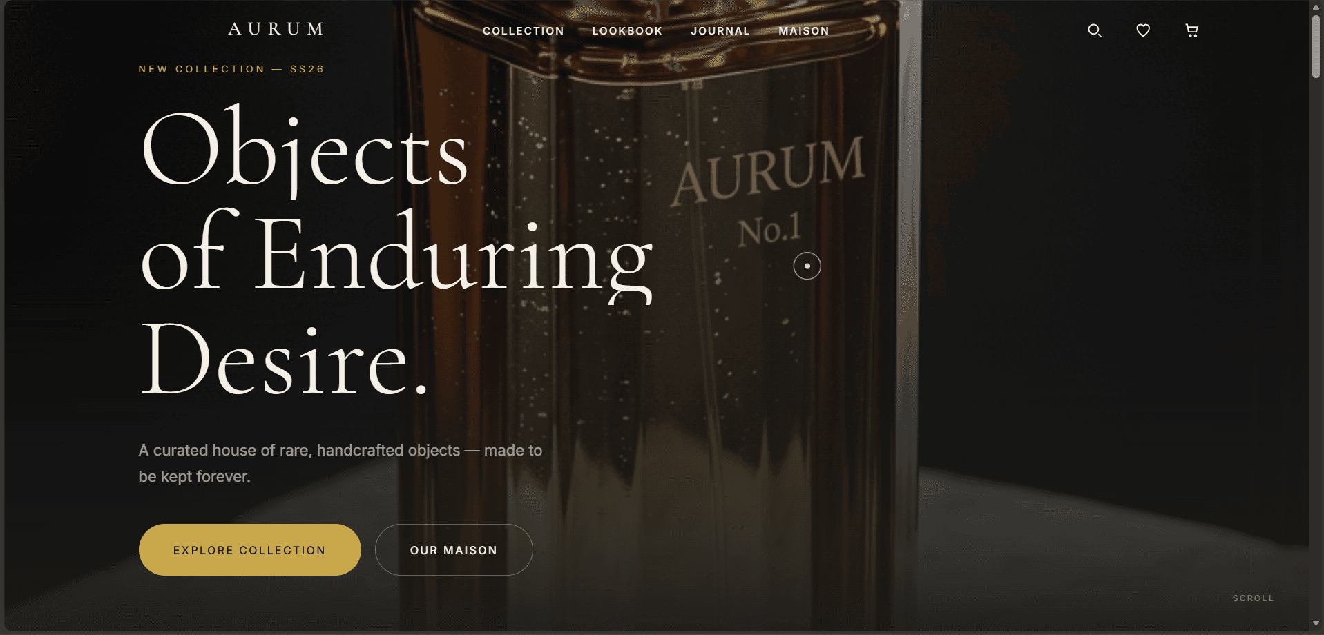 Aurum website in tablet view