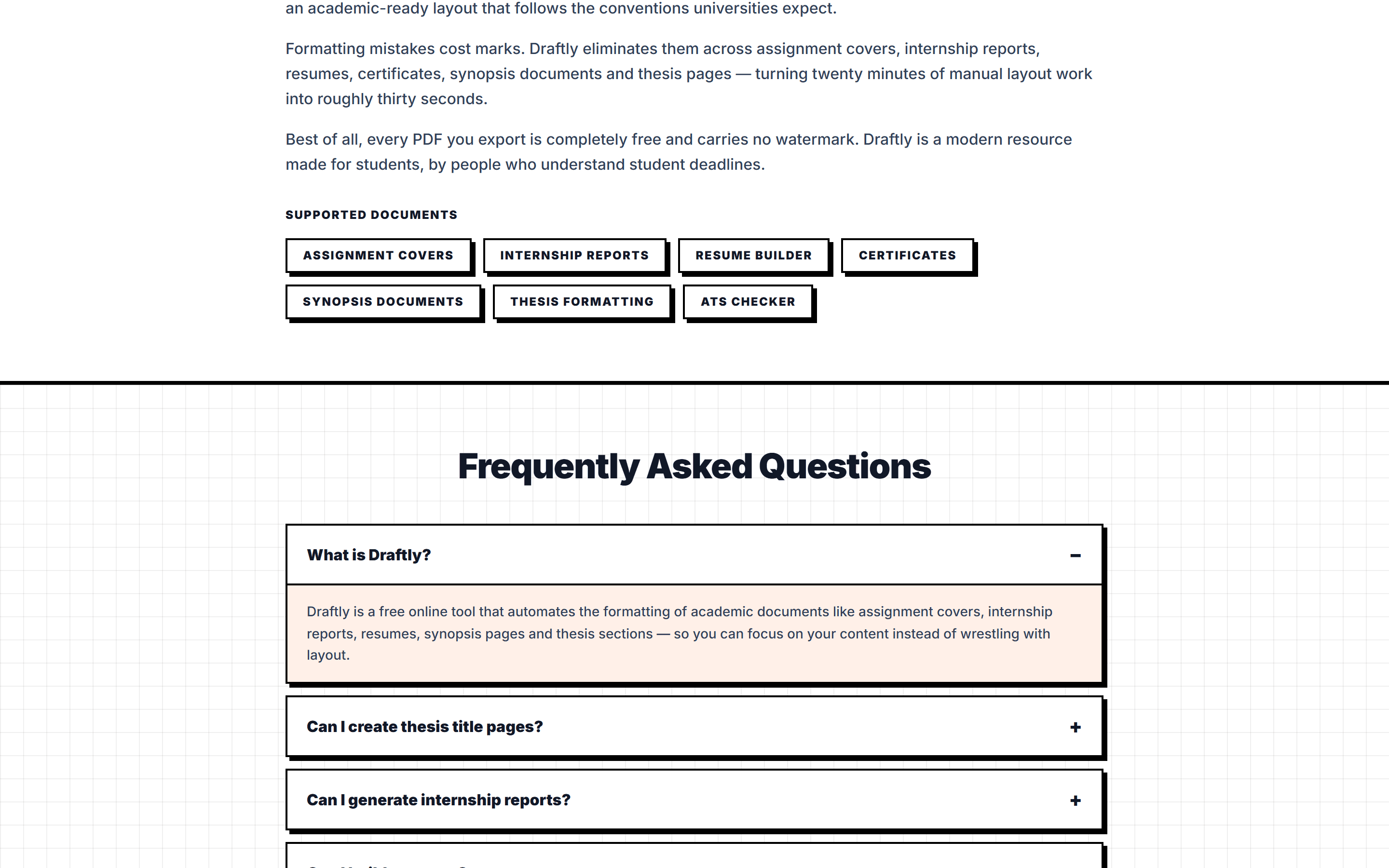 Draftly: Supported documents & FAQ