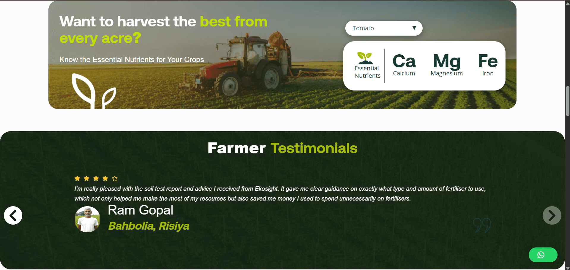Ekosight: Crop nutrients & farmer testimonials