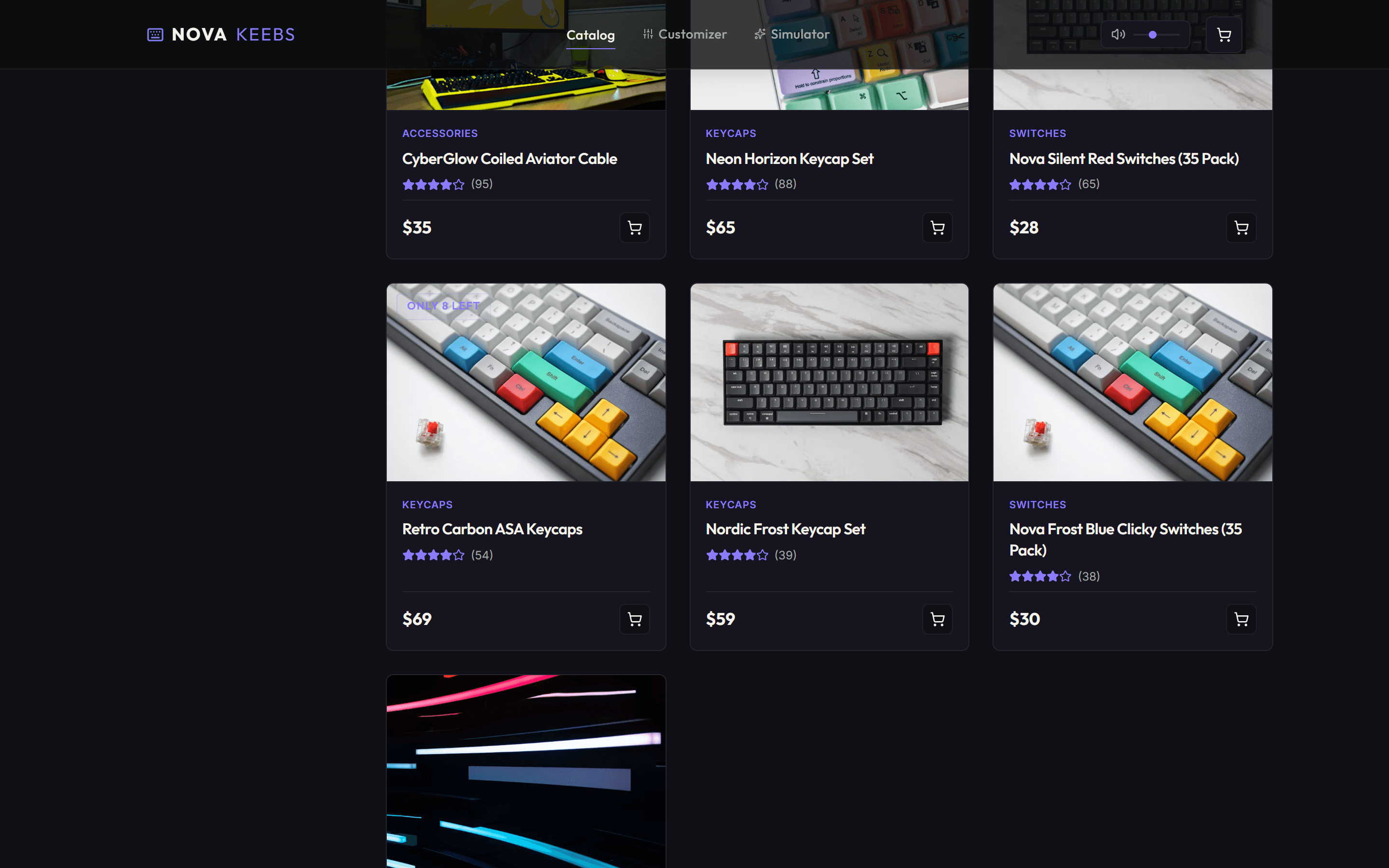 NovaKeebs: Keycaps & switches grid